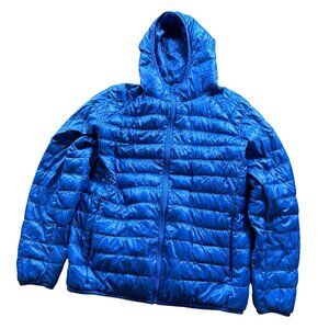 Mens Uniqlo Blue Ultra Light Down Hooded Jacket L